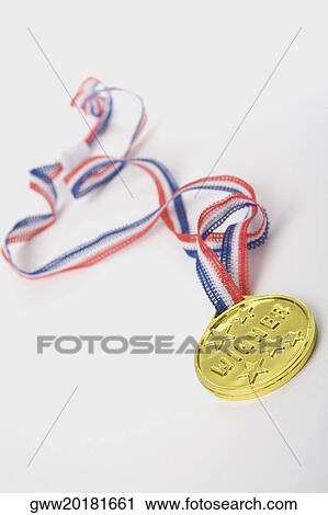 Stock Image - Close-up of a gold medal. Fotosearch