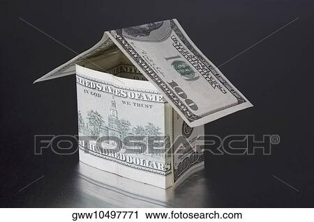 Close-up of a model home made from US paper currency View Large Photo Image Stock Image - Close-up of a model home made from US paper currency. Fotosearch