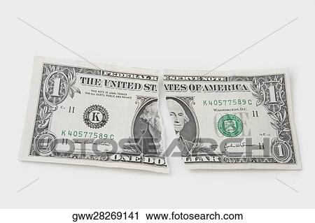 Close-up of a torn one dollar bill View Large Photo Image Stock Image - Close-up of a torn one dollar bill. Fotosearch