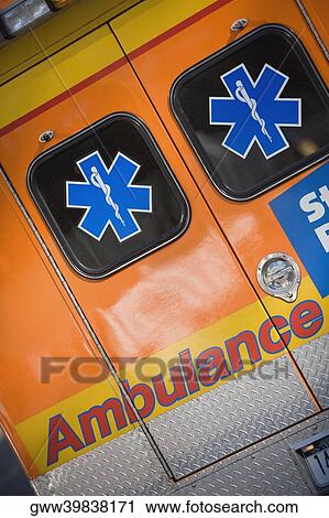 Close-up of an ambulance View Large Photo Image Stock Image - Close-up of an ambulance. Fotosearch