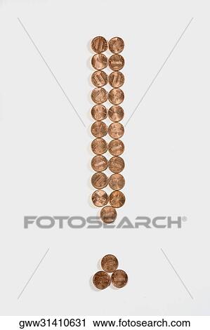 Close-up of an exclamation sign made of coins View Large Photo Image Stock Image - Close-up of an exclamation sign made of coins. Fotosearch