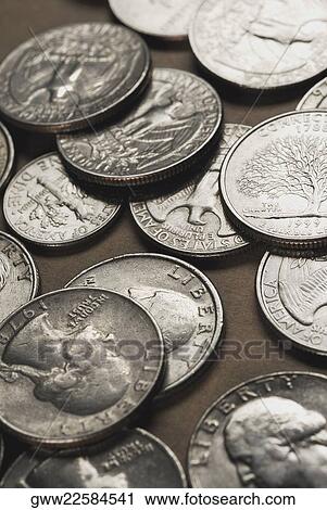 Stock Image - Close-up of coins. Fotosearch