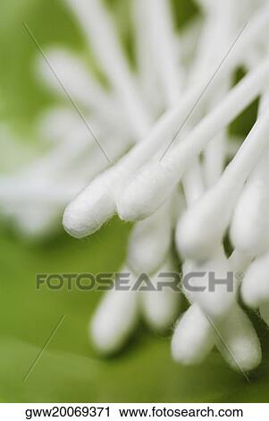 Stock Image - Close-up of cotton swabs. Fotosearch