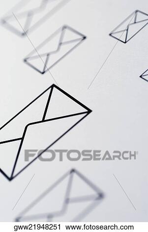 Stock Image - Close-up of envelope symbols. Fotosearch
