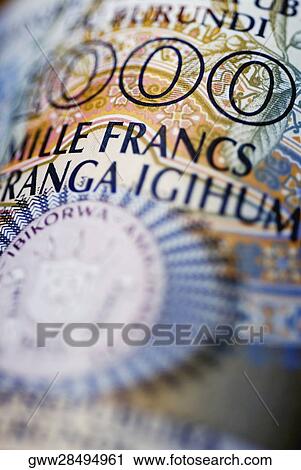 Stock Image - Close-up of French paper currency. Fotosearch