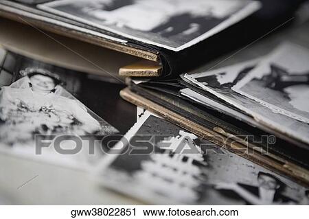 Stock Image - Close-up of old photographs. Fotosearch