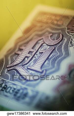 Stock Image - Close-up of one UK pound note. Fotosearch