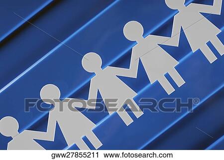 Stock Image - Close-up of paper chain dolls. Fotosearch