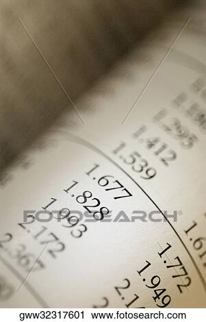 Stock Image - Close-up of stock market data. Fotosearch