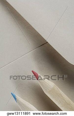 Stock Image - Close-up of two color pencils. Fotosearch