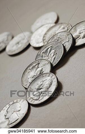 Stock Image - Close-up of US coins. Fotosearch
