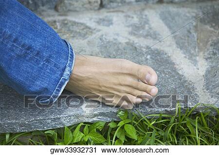 High angle view of a person's foot View Large Photo Image Stock Image - High angle view of a person's foot. Fotosearch
