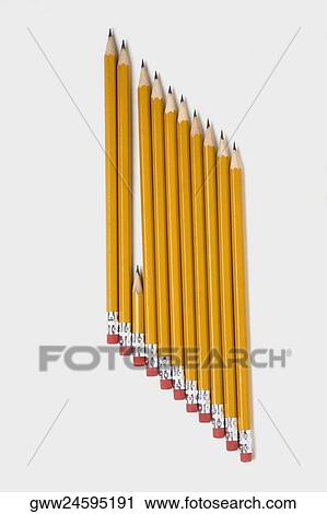 High angle view of pencils in a row View Large Photo Image Stock Image - High angle view of pencils in a row. Fotosearch