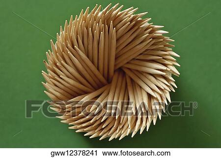 Stock Image - High angle view of toothpicks. Fotosearch