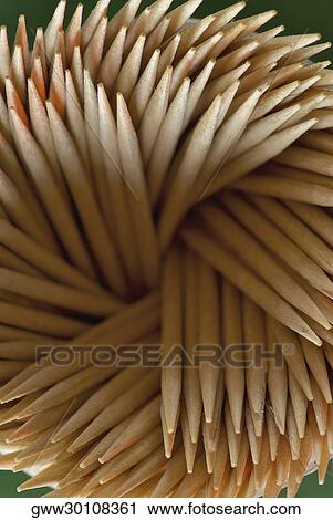 Stock Image - High angle view of toothpicks. Fotosearch
