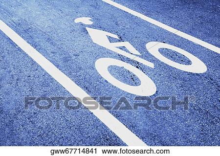 Close-up of a bicycle sign on the road View Large Photo Image Stock Image - Close-up of a bicycle sign on the road. Fotosearch