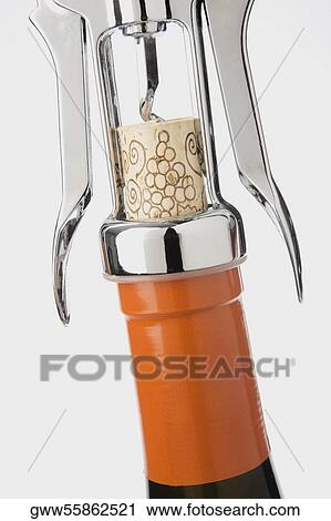 Close-up of a bottle with a corkscrew View Large Photo Image Stock Image - Close-up of a bottle with a corkscrew. Fotosearch