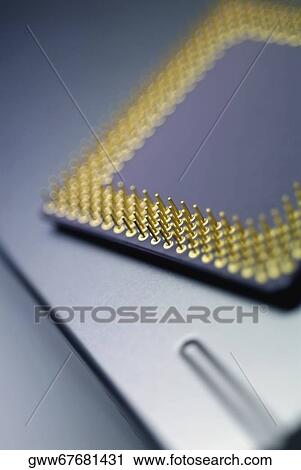 Stock Image - Close-up of a computer chip. Fotosearch