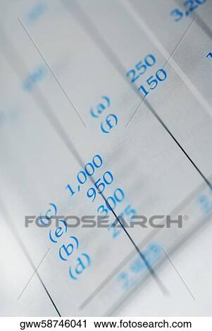 Stock Image - Close-up of a financial document. Fotosearch