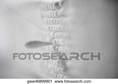Stock Image - Close-up of a stack of cotton swabs. Fotosearch