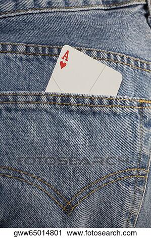 Close-up of an ace playing card in the pocket of a pair of jeans View Large Photo Image Stock Image - Close-up of an ace playing card in the pocket of a pair of jeans. Fotosearch