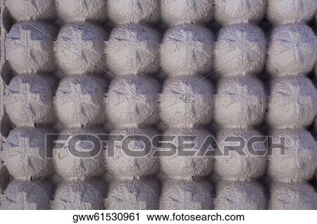 Stock Image - Close-up of an egg carton. Fotosearch