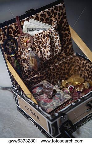 Close-up of an open jewelry box View Large Photo Image Stock Image - Close-up of an open jewelry box. Fotosearch