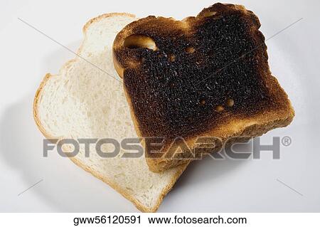 Stock Image - Close-up of burned toast. Fotosearch