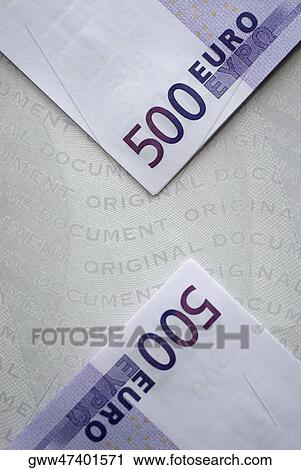 Stock Image - Close-up of five hundred Euro banknotes. Fotosearch