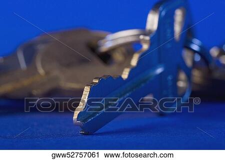 Stock Image - Close-up of keys on a key ring. Fotosearch