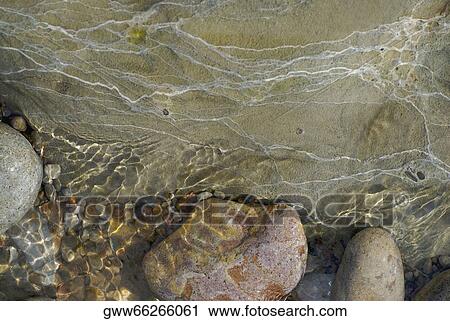 Stock Image - Close-up of underwater pebbles. Fotosearch