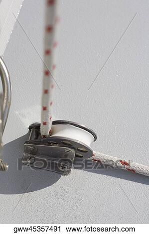 Stock Image - High angle view of a pulley. Fotosearch