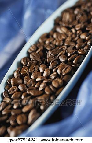 High angle view of coffee beans in a tray View Large Photo Image Stock Image - High angle view of coffee beans in a tray. Fotosearch