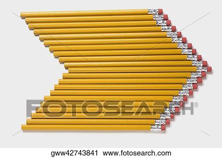 High angle view of pencils in a row View Large Photo Image Stock Image - High angle view of pencils in a row. Fotosearch