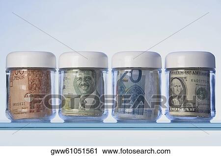 Paper currency in jars View Large Photo Image Stock Image - Paper currency in jars. Fotosearch