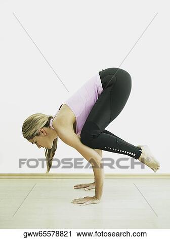 Side profile of a mid adult woman in a crow pose View Large Photo Image Stock Image - Side profile of a mid adult woman in a crow pose. Fotosearch