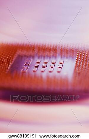 Stock Image - Close-up of a computer chip. Fotosearch