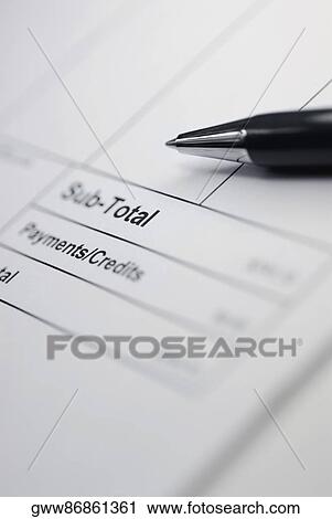 Close-up of an empty bill and a ballpoint pen View Large Photo Image Stock Image - Close-up of an empty bill and a ballpoint pen. Fotosearch