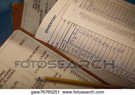 Close-up of inventory documents View Large Photo Image Stock Image - Close-up of inventory documents. Fotosearch