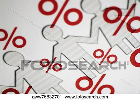 Close-up of percentage signs on the outline of paper chain dolls View Large Photo Image Stock Image - Close-up of percentage signs on the outline of paper chain dolls. Fotosearch