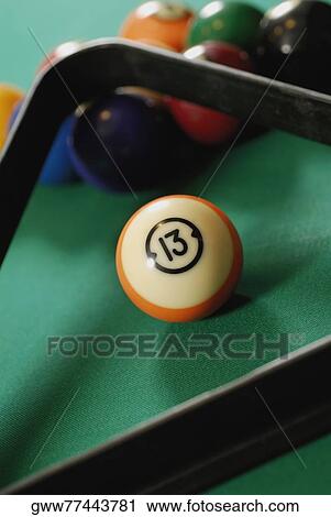 Close-up of pool balls on a pool table View Large Photo Image Stock Image - Close-up of pool balls on a pool table. Fotosearch