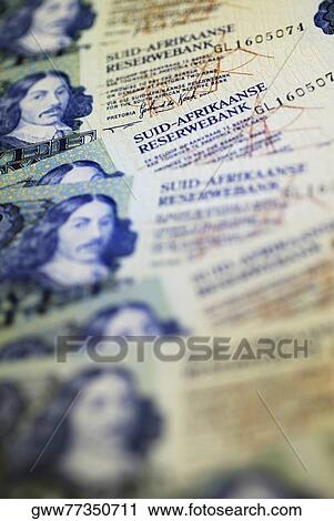 Stock Image - Close-up of South African banknotes. Fotosearch