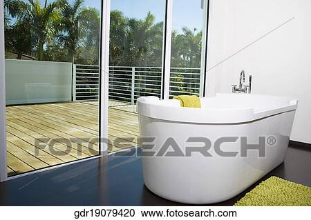 Bathtub in the bathroom View Large Photo Image Stock Image - Bathtub in the bathroom. Fotosearch