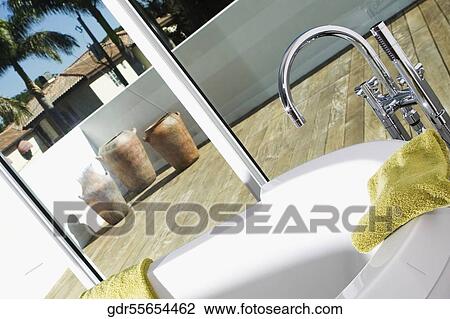 Bathtub in the bathroom View Large Photo Image Stock Image - Bathtub in the bathroom. Fotosearch