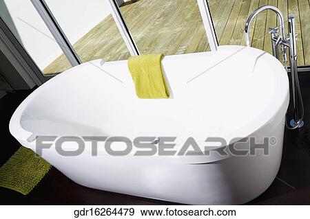 Bathtub in the bathroom View Large Photo Image Stock Photo - Bathtub in the bathroom. Fotosearch