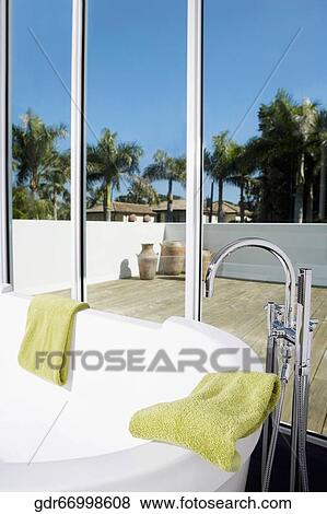 Bathtub in the bathroom View Large Photo Image Stock Photo - Bathtub in the bathroom. Fotosearch