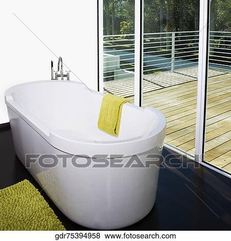 Bathtub in the bathroom View Large Photo Image Stock Photo - Bathtub in the bathroom. Fotosearch