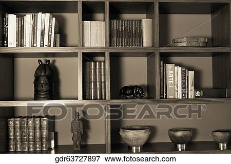 Stock Photo - Close-up of a bookshelf. Fotosearch