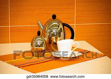 Close-up of a tea set View Large Photo Image Stock Photo - Close-up of a tea set. Fotosearch