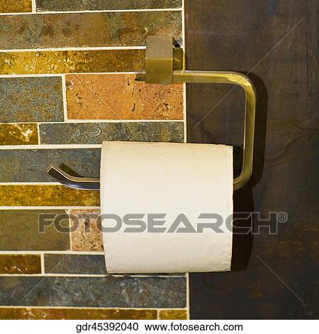 Close-up of a toilet roll holder View Large Photo Image Stock Image - Close-up of a toilet roll holder. Fotosearch
